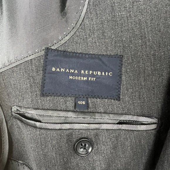Banana Republic Blazer Jacket Mens 40S Gray Lanificio Wool Modern Fit Sport Coat - Picture 7 of 16